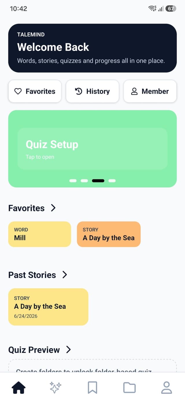 TaleMind app home
